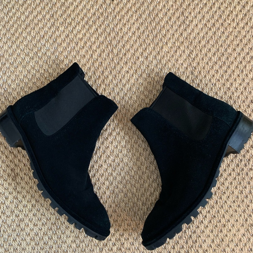 Stuart Weitzman suede Black Chelsea Ankle Booties